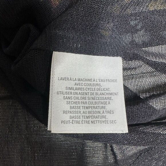 Anthropologie Akemi + Kin Adria Smocked Floral Blouse Size Large Black Splitneck - Picture 11 of 14